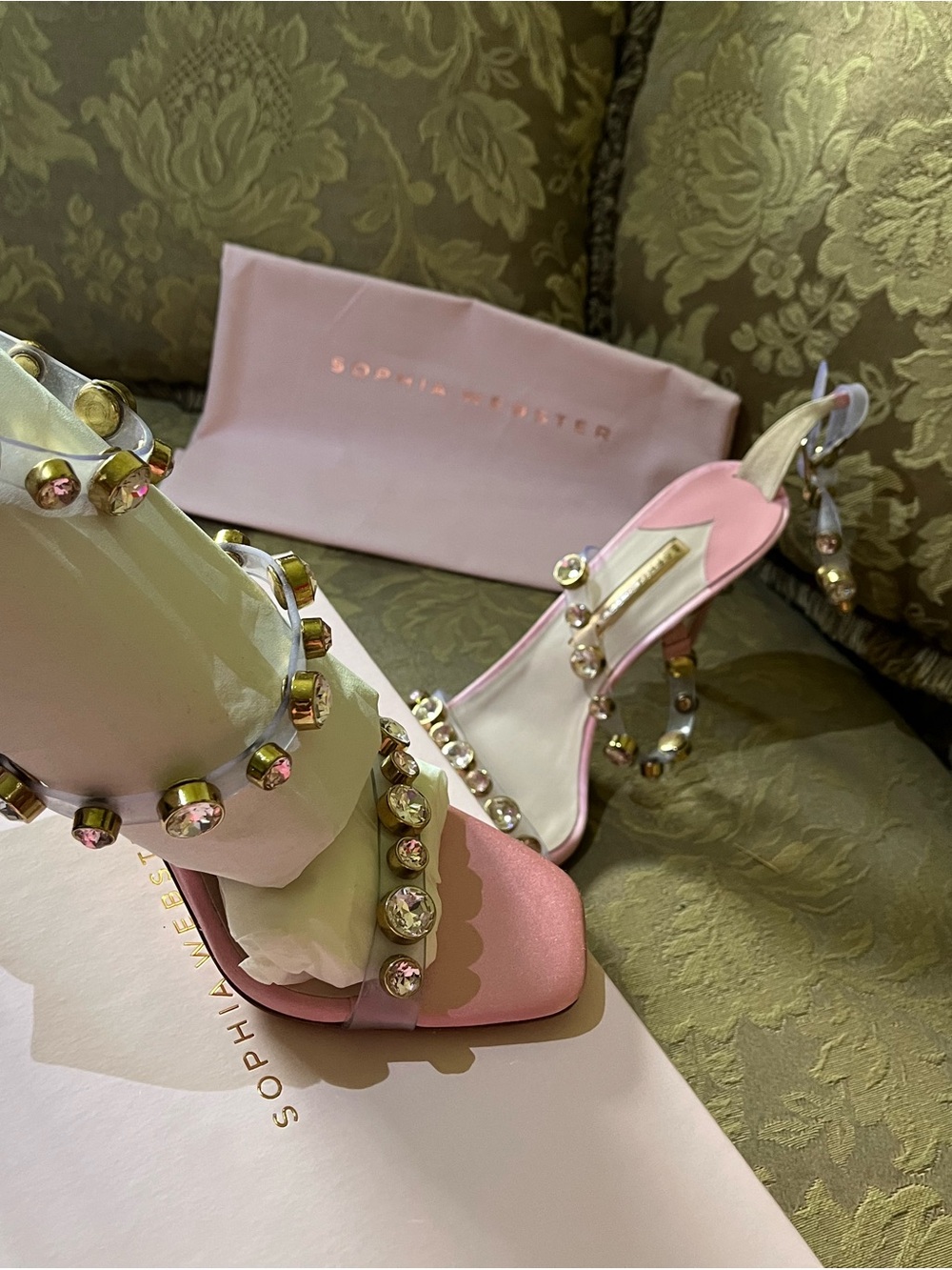 Sophia Webster Pink Jeweled Strap Heels